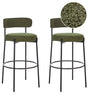 Set of 2 Bar Stools Dark Green Armless Leg Caps Boucle Black Steel Legs Modern Design Dining Room Seating Beliani