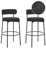 Set of 2 Bar Stools Black Armless Leg Caps Boucle Black Steel Legs Modern Design Dining Room Seating Beliani