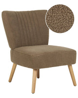 Armchair Brown Boucle Armless Accent Chair Vertical Tufting Wooden Legs Beliani