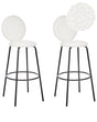 Set of 2 Bar Stools White Armless Leg Caps Boucle Black Steel Legs Modern Design Dining Room Seating Beliani