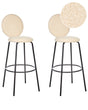 Set of 2 Bar Stools Light Beige Armless Leg Caps Boucle Black Steel Legs Modern Design Dining Room Seating Beliani