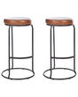 Set of 2 Bar Stools Brown Armless Leg Caps Faux Leather Black Steel Leg Modern Design Dining Room Seating Beliani