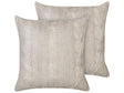 Set of 2 Scatter Cushions Taupe Cotton Fabric 45 x 45 cm Knitted Home Decor Accessories Beliani