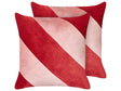 Set of Velvet Decorative Cushions Red and Pink Cotton 45 x 45 cm Striped Removable Covers Square Modern Decor Accessories Beliani