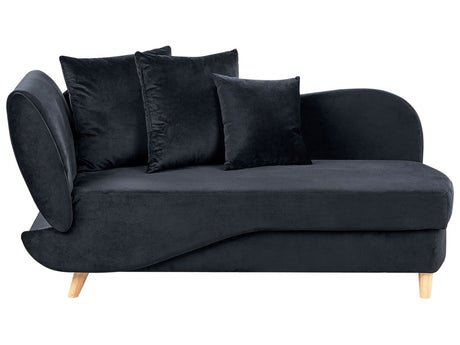 Black Velvet Left Hand Chaise Lounge with Storage Container Living Room Seating Beliani