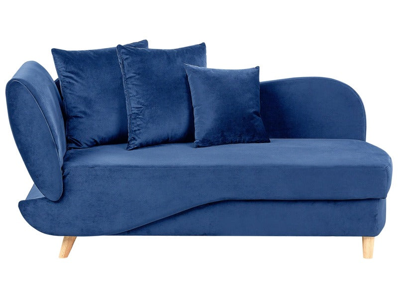 Blue Velvet Left Hand Chaise Lounge with Storage Container Living Room Seating Beliani