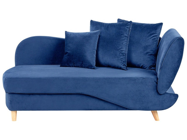 Blue Velvet Right Hand Chaise Lounge with Storage Container Living Room Seating Beliani