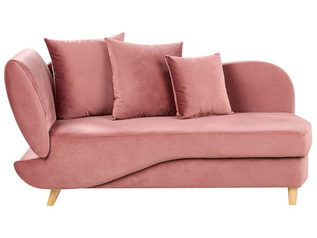 Pink Velvet Left Hand Chaise Lounge with Storage Container Living Room Seating Beliani