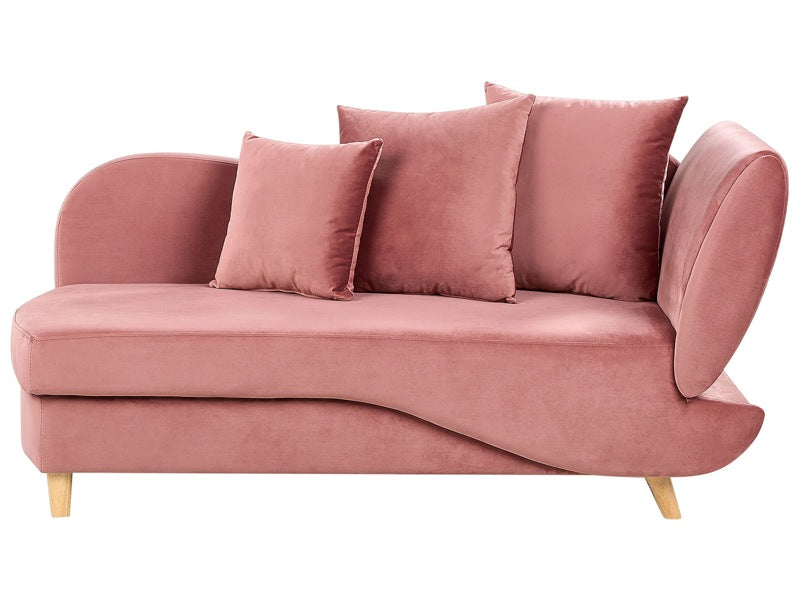 Pink Velvet Right Hand Chaise Lounge with Storage Container Living Room Seating Beliani