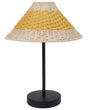 Table Lamp Beige and Yellow Natural Paper Rope Cone Shade Metal Base Bedside Living Room Bedroom Lighting Beliani