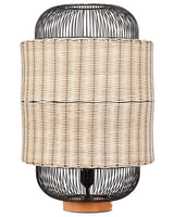 Table Lamp Natural and Black Natural Rattan Metal Cage Shade Base Bedside Living Room Bedroom Lighting Beliani