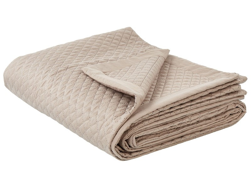 Bedspread Taupe Polyester Fabric 200 x 220 cm Embossed Pattern Decorative Throw Bedding Classic Design Bedroom Beliani