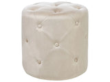 Round Tufted Beige Ottoman Pouffe Quilted Footstool Glam Modern Design Beliani