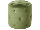 Round Tufted Olive Green Ottoman Pouffe Quilted 40 x 40 cm Footstool Glam Modern Design Beliani
