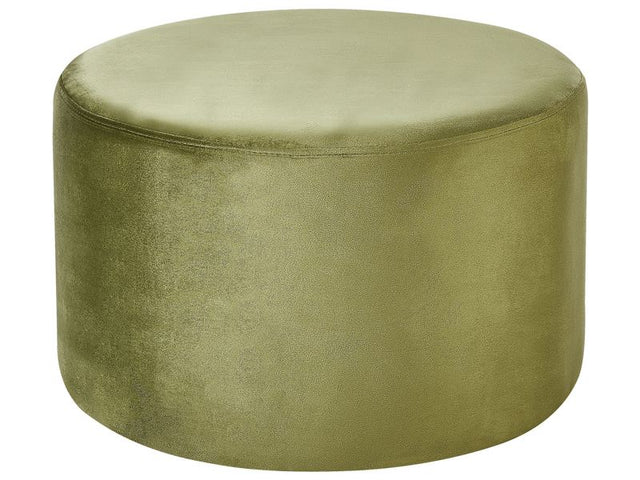 Ottoman Olive Green Velvet Pouffe Footstool Round Glam Beliani