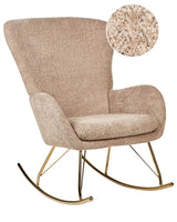 Rocking Chair Beige Boucle Fabric Upholstery Metal Legs Skates Traditional Retro Design Beliani