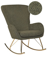Rocking Chair Dark Green Boucle Fabric Upholstery Metal Legs Skates Traditional Retro Design Beliani