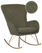 Rocking Chair Dark Green Boucle Fabric Upholstery Metal Legs Skates Traditional Retro Design Beliani