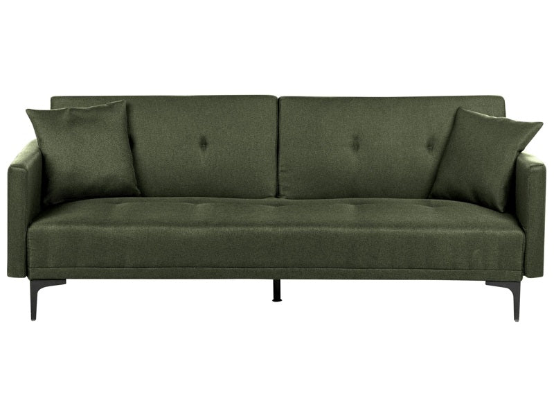 Sofa Bed Dark Green 3 Seater Buttoned Seat Click Clack Beliani