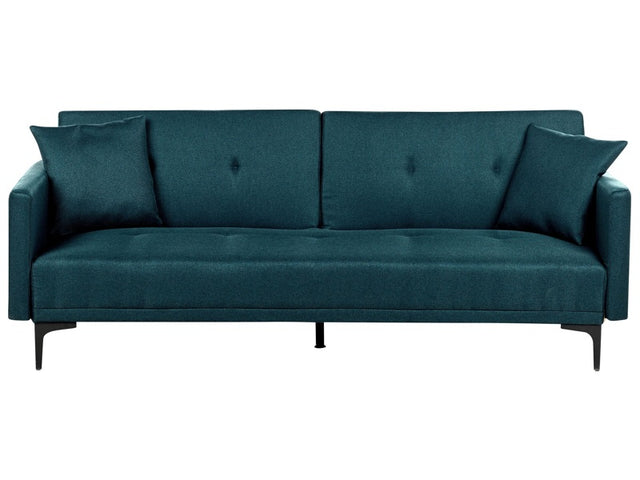 Sofa Bed Blue 3 Seater Buttoned Seat Click Clack Beliani