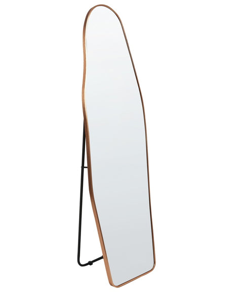 Standing Mirror Gold Aluminium Frame 48 x 160 cm with Stand Irregular Shape Framed Full Length Modern Design Beliani