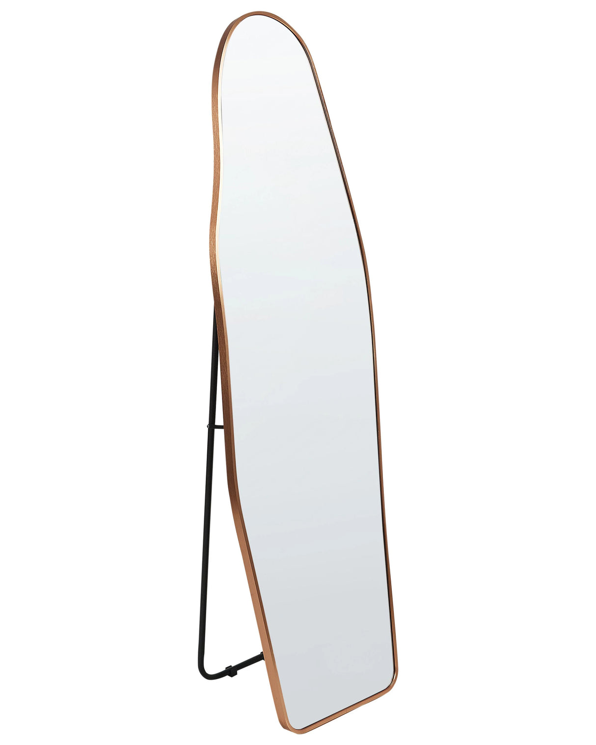 Standing Mirror Gold Aluminium Frame 48 x 160 cm with Stand Irregular Shape Framed Full Length Modern Design Beliani