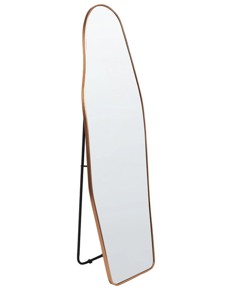 Standing Mirror Gold Aluminium Frame 48 x 160 cm with Stand Irregular Shape Framed Full Length Modern Design Beliani