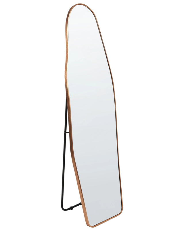 Standing Mirror Gold Aluminium Frame 48 x 160 cm with Stand Irregular Shape Framed Full Length Modern Design Beliani