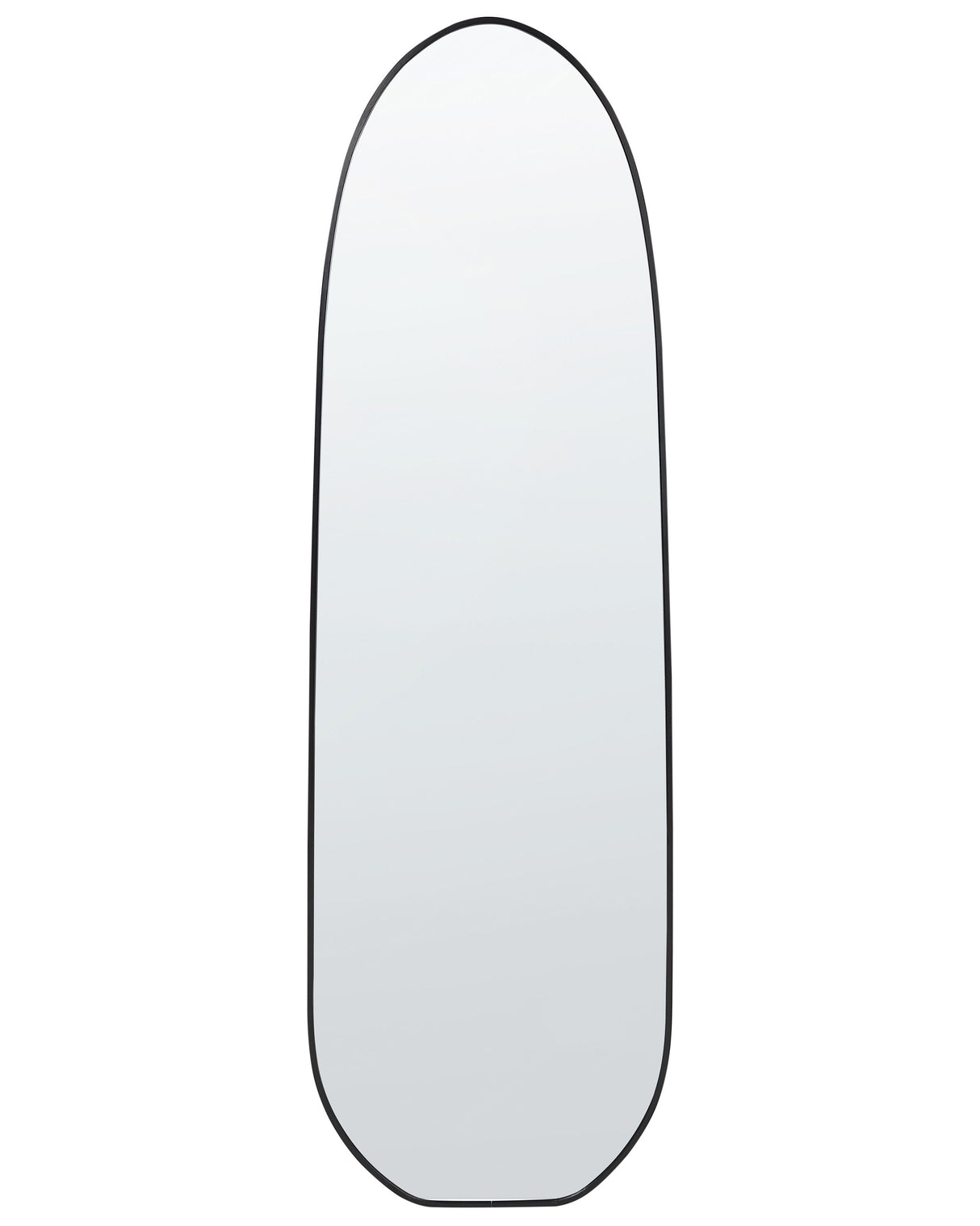 Wall Mirror Black Metal Frame 46 x 160 cm Aluminium Irregular Shape with Hooks Modern Style Wall Decor Beliani