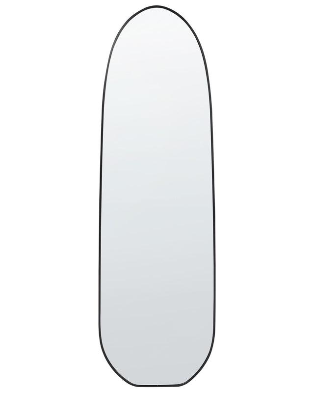 Wall Mirror Black Metal Frame 46 x 160 cm Aluminium Irregular Shape with Hooks Modern Style Wall Decor Beliani