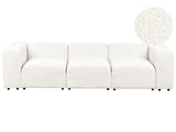 3 Seater Modular Sofa White Boucle Sectional Couch Sofa with Black Legs Modern Living Room Beliani