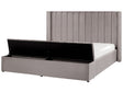 EU Super King Size Waterbed Grey Velvet 6ft with Mattress High Headrest with Storage Bench Beliani