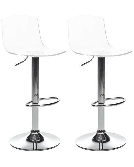 Set of 2 Bar Stools Transparent Acrylic Swivel Gas Lift Adjustable Height Modern Design Counter Chairs Beliani