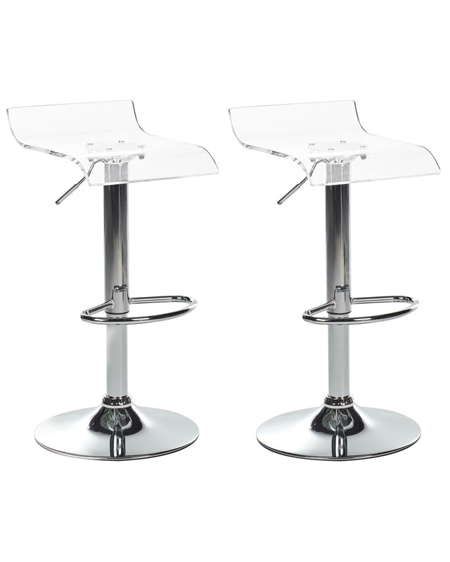 Set of 2 Bar Stools Transparent Acrylic Swivel Gas Lift Adjustable Height Modern Design Counter Chairs Beliani