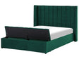 EU Double Size Waterbed Green Velvet 4ft6 with Mattress High Headrest with Storage Bench Beliani