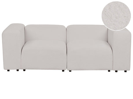 2 Seater Modular Sofa Light Grey Boucle Sectional Couch Sofa with Black Legs Modern Living Room Beliani