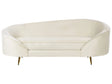 Sofa Beige Velvet Glamour Curved Retro Styled 3 Seater with Gold Metallic Legs Beliani