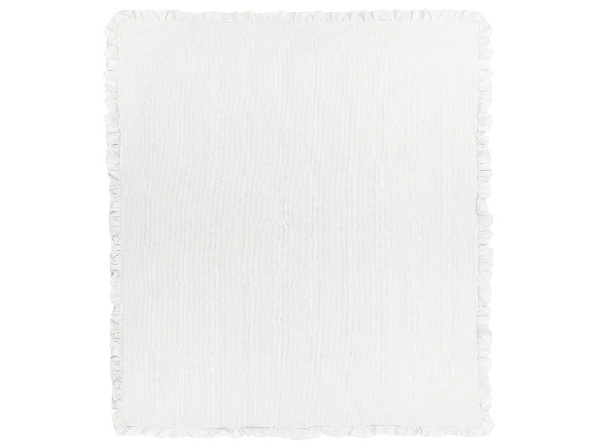 Bedspread White Cotton 220 x 200 cm with a Frill Decorative Throw Bedding Bedroom Beliani