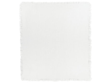 Bedspread White Cotton 220 x 200 cm with a Frill Decorative Throw Bedding Bedroom Beliani