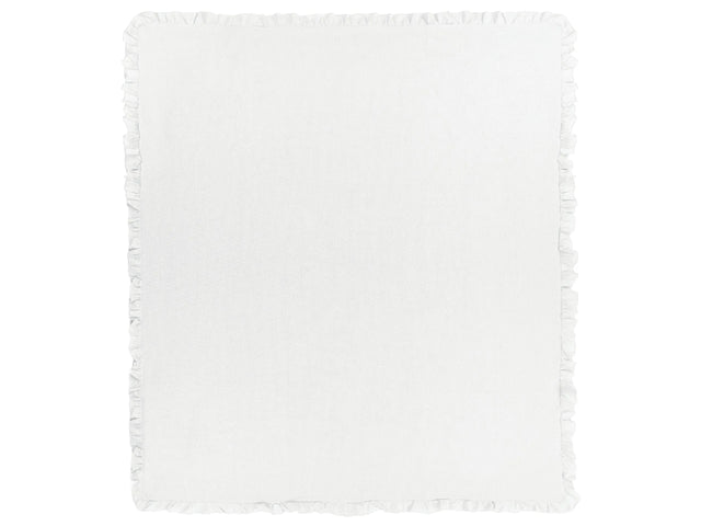 Bedspread White Cotton 220 x 200 cm with a Frill Decorative Throw Bedding Bedroom Beliani