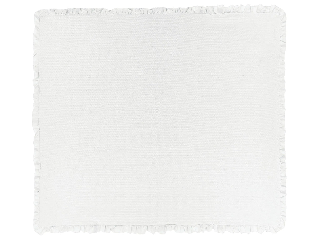 Bedspread White Cotton 220 x 240 cm with a Frill Decorative Throw Bedding Bedroom Beliani