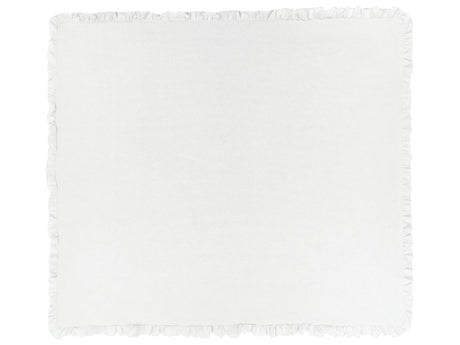 Bedspread White Cotton 220 x 240 cm with a Frill Decorative Throw Bedding Bedroom Beliani