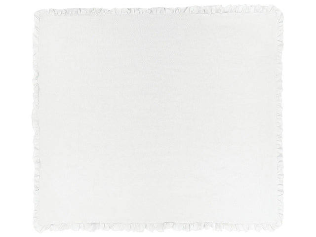 Bedspread White Cotton 220 x 240 cm with a Frill Decorative Throw Bedding Bedroom Beliani