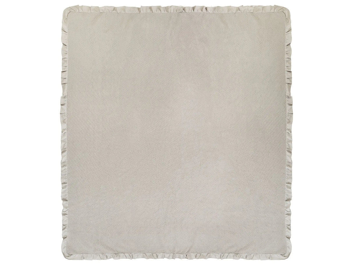 Bedspread Taupe Cotton 220 x 240 cm with a Frill Decorative Throw Bedding Bedroom Beliani