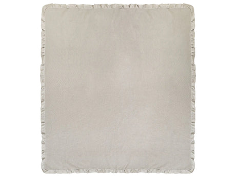Bedspread Taupe Cotton 220 x 240 cm with a Frill Decorative Throw Bedding Bedroom Beliani