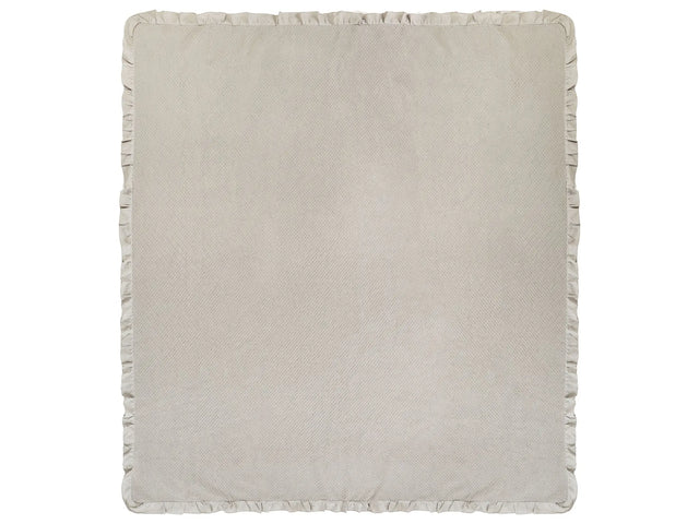 Bedspread Taupe Cotton 220 x 240 cm with a Frill Decorative Throw Bedding Bedroom Beliani