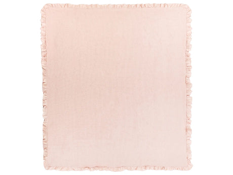Bedspread Pastel Pink Cotton 220 x 200 cm with a Frill Decorative Throw Bedding Bedroom Beliani