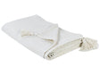 Bedspread Off-White Cotton 150 x 200 cm with Tassels Decorative Throw Bedding Bedroom Beliani