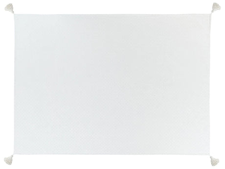Bedspread Off-White Cotton 150 x 200 cm with Tassels Decorative Throw Bedding Bedroom Beliani