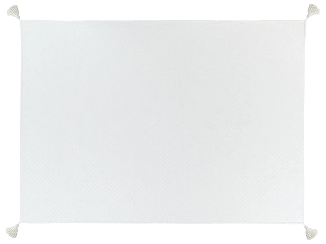 Bedspread Off-White Cotton 150 x 200 cm with Tassels Decorative Throw Bedding Bedroom Beliani